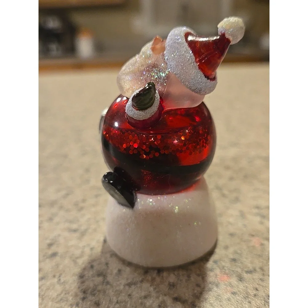 Midwest C B K Snow Globe Santa Lighted Glitter & 2 GNOME Elf Ornaments‎ Trd Gray
